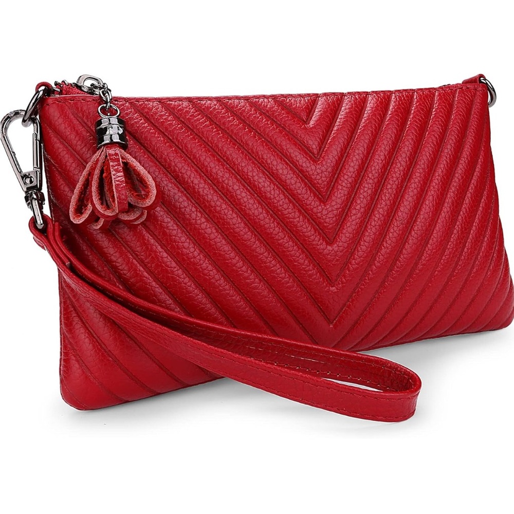 Elegant Red Quilted Clutch